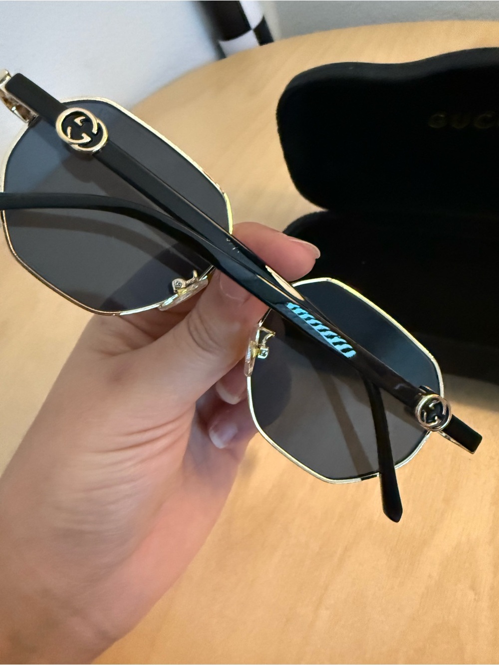 Gucci Gold Metal Frame Sunglasses with Dark Lenses - Picture 2 of 3